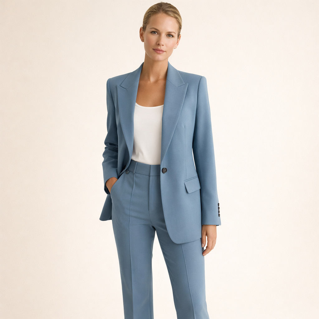 Damen Hosenanzug Blazer & weite Hose Set Business Elegant
