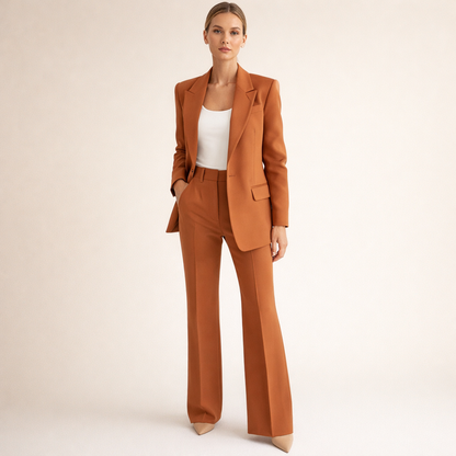 Damen Hosenanzug Blazer & weite Hose Set Business Elegant