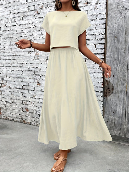 Damen Zweiteiliges Set – Elegantes Sommer-Outfit mit Crop Top und Maxirock, Modernes Freizeit-Ensemble