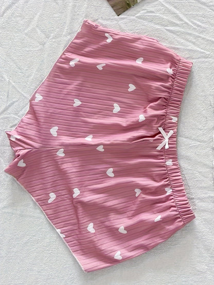 Damen Pyjama Set mit Herzchenmuster – Süßes und Bequemes Schlafanzug-Set für Frauen, Perfekt für den Sommer