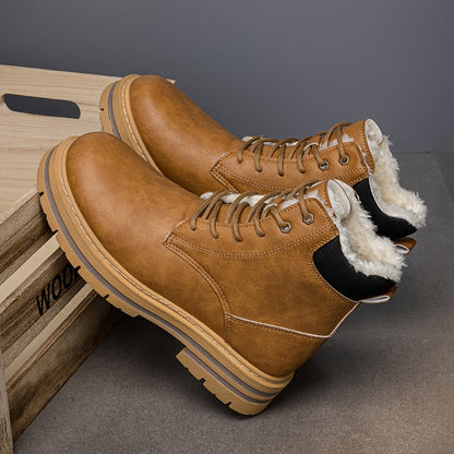 Herren Winterstiefel gefüttert Schnürstiefel Stiefelette mit Profilsohle