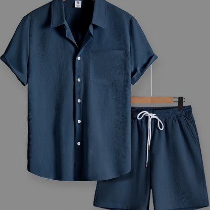 Herren Freizeit Kurzarm Set – Modernes Button-Down Hemd & Shorts für entspannte Looks