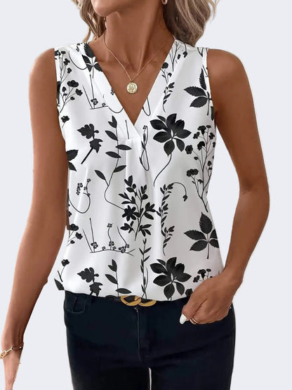 Damen Blusentop mit V-Ausschnitt und floralen Print – Elegantes Oberteil für Alltag und Büro