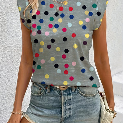 Damen Polka Dot Top mit Schulter-Details – Stilvolles Freizeitshirt
