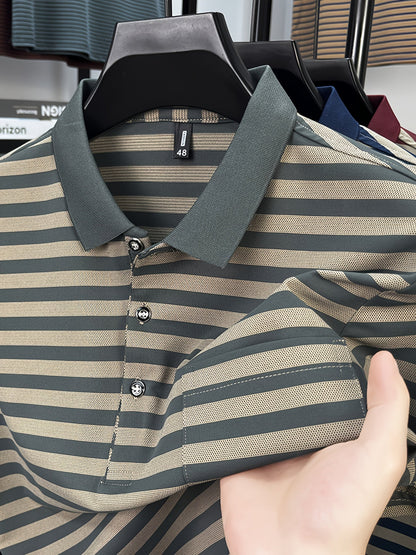 Herren Polohemd mit Streifenmuster und Brusttasche – Klassisch, Elegant, Vielseitig