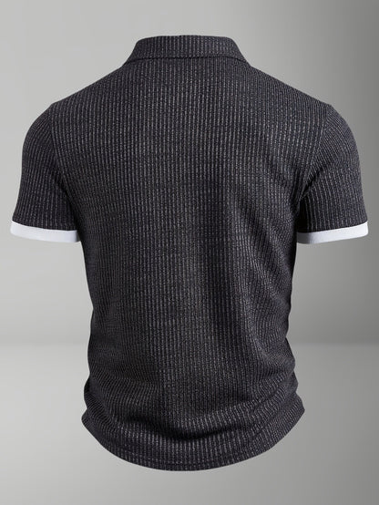Herren Modernes Strick-Poloshirt mit Struktur und Kurzarm – Stilvoll für Business und Freizeit