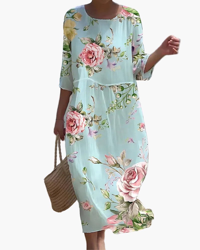 Damen Sommerkleid mit Blumenmuster – Lockeres, elegantes Freizeitkleid für Alltag und Urlaub