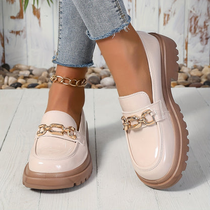 Damen Loafer mit Kettendetail – Elegante Slip-On Halbschuhe für Alltag und Büro