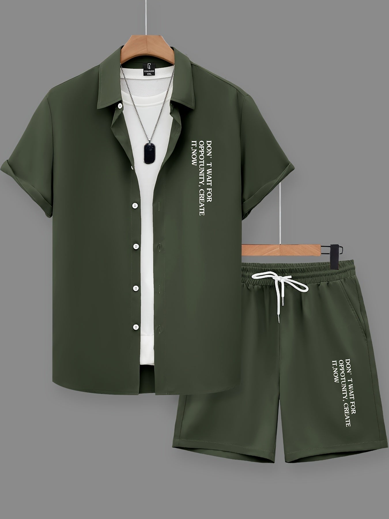 Herren Sommer Freizeit Set mit Motivdruck – Shirt und Shorts, Modernes 2-teiliges Outfit für Alltag & Urlaub