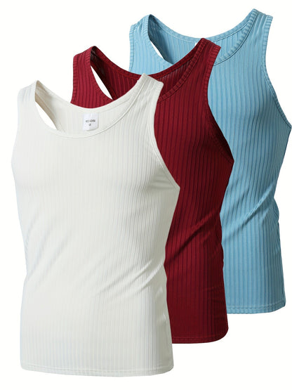 Herren Ripp Tanktop 3er Pack – Sportlicher Basic Fitness Style für Alltag und Training