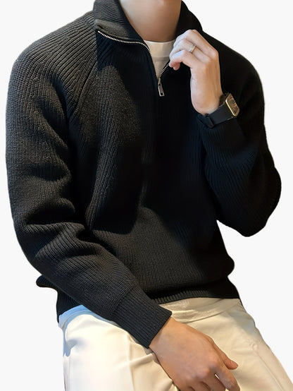 Herren Strickpullover mit Reißverschluss – Moderner Freizeitstil für Herbst und Winter