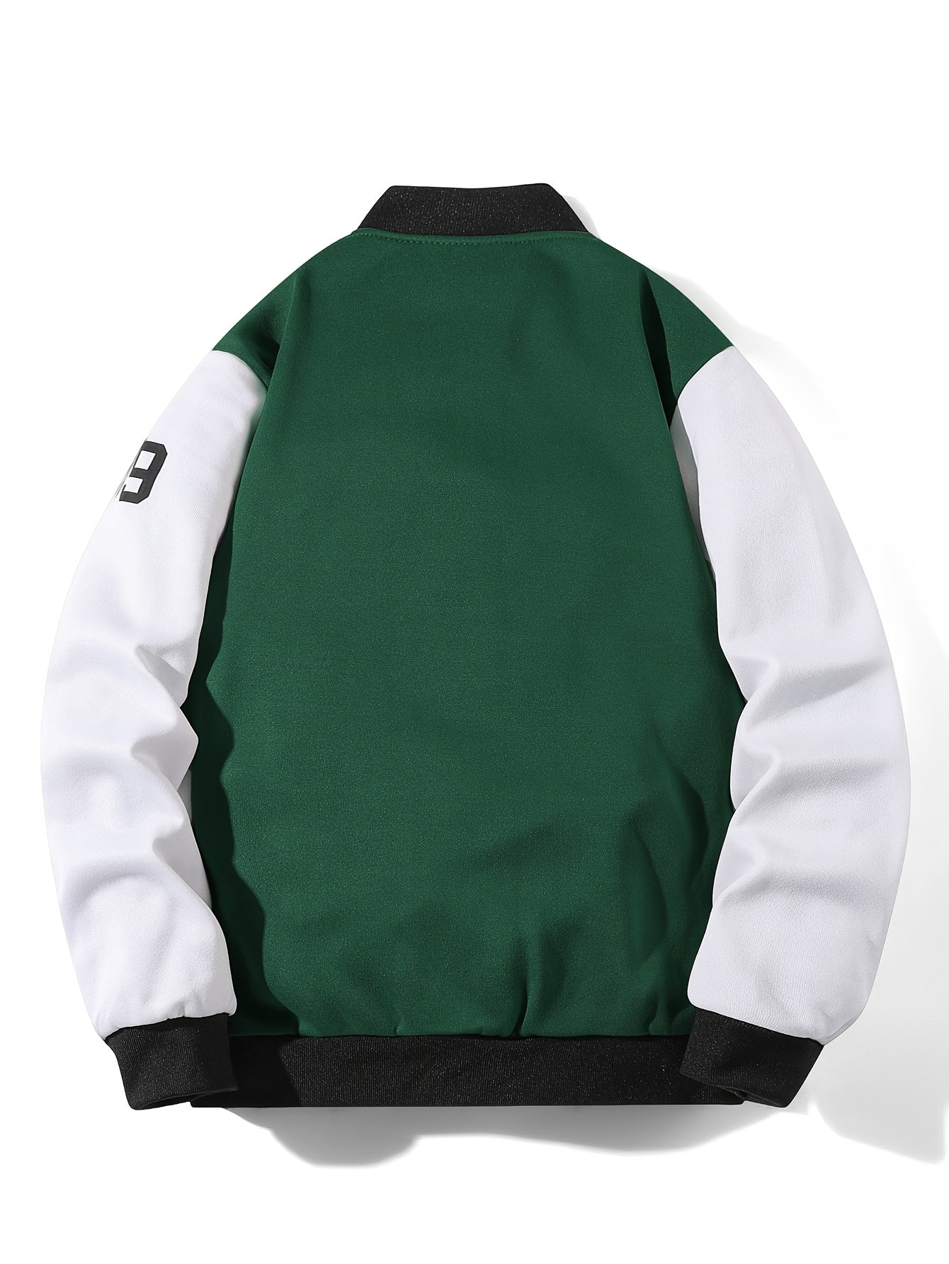 College Jacke Unisex mit Kontrastärmeln und Druckknöpfen, Baseball Bomberjacke