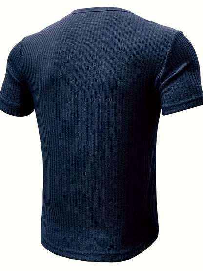 Herren Henley T-Shirt Kurzarm – Geripptes Freizeitshirt mit Knopfleiste für Alltag und Freizeit