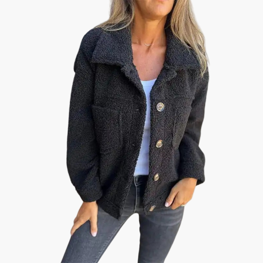 Damen Teddy-Fleecejacke – Modische Sherpa Übergangsjacke für Alltag und Freizeit