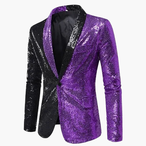 Herren Luxus Pailletten Sakko Blazer für Party und Bühne – Elegantes Glitzer-Design