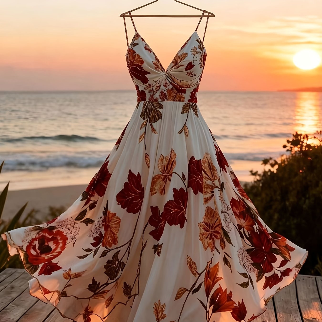 Damen Maxikleid mit romantischem Blumendruck und Eleganz für besondere Anlässe