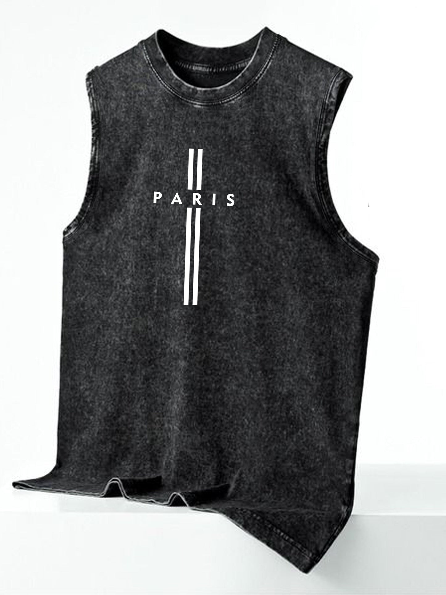 Herren Streetstyle ärmelloses Tanktop mit vertikalem Print – Urban Look für Freizeit & Fitness