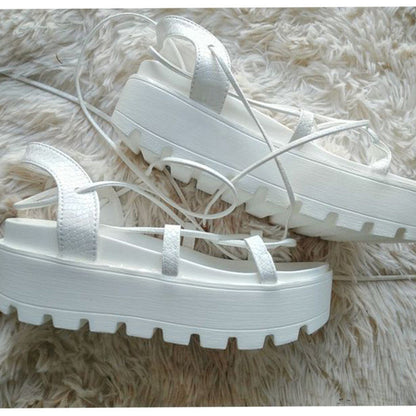 Jessica – Römische Damenplattform-Sandalen in Uni-Farben