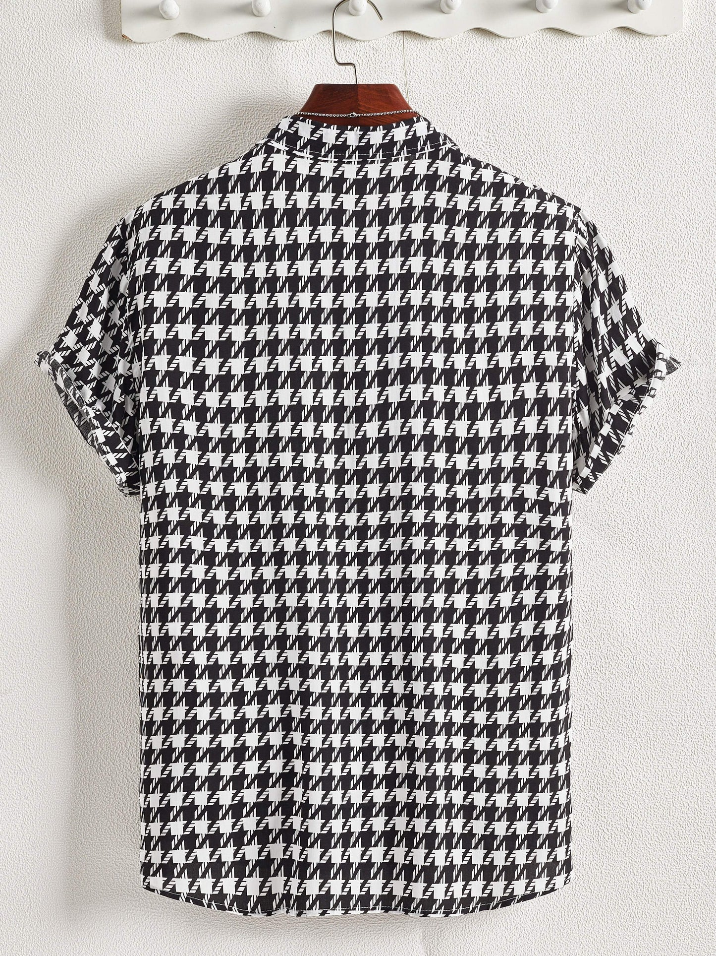 Herren Kurzarm Hemd mit Hahnentritt-Muster – Moderner Freizeit-Look für Urlaub & Alltag