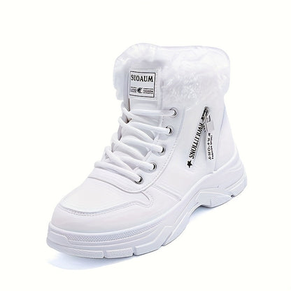 Winterstiefel Damen gefüttert Schnürstiefeletten mit dicker Sohle