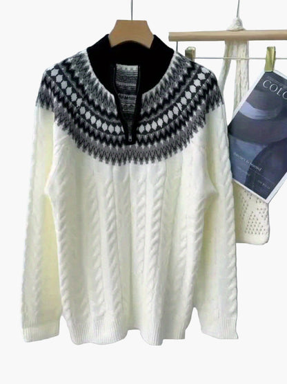 Herren Strickpullover mit Stehkragen und Norweger-Muster für Herbst & Winter, lässiger Style