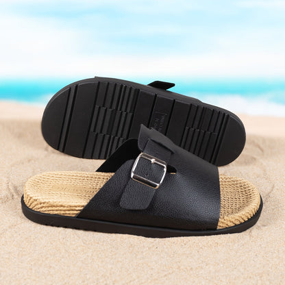 Herren Pantoletten Slip-On Sandalen mit verstellbarem Riemen – Komfort und Stil für Alltag und Freizeit