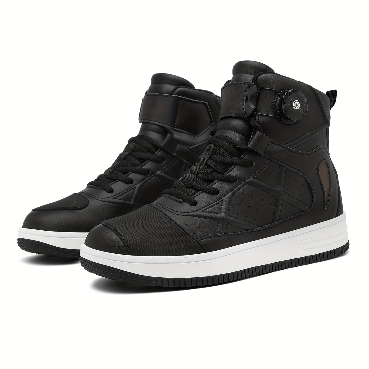 Hoher Sneaker für Herren, Schwarz mit Schnürsenkeln & Drehverschluss