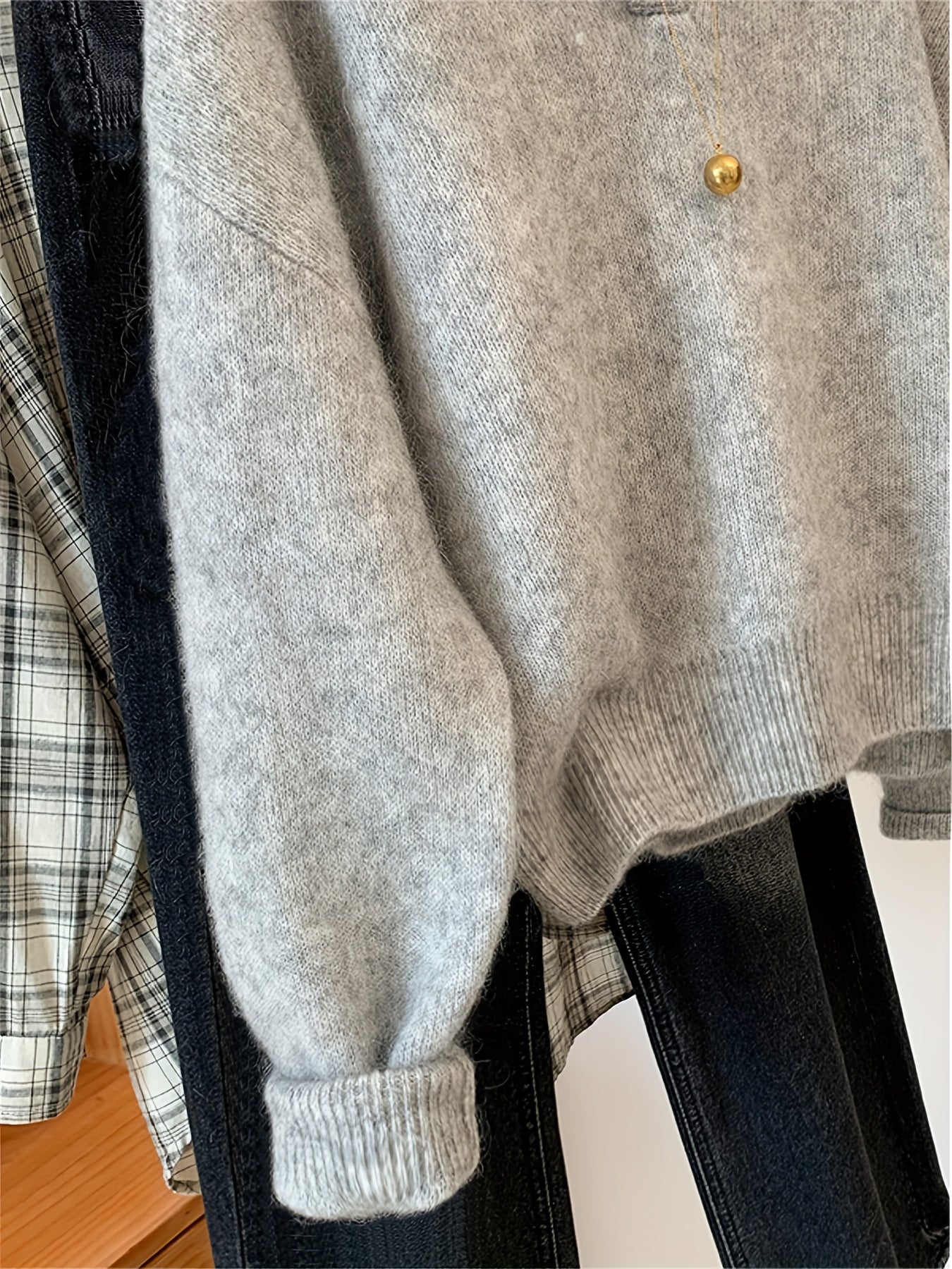 Damen Vintage Strickpullover mit V-Ausschnitt – Lässiger Herbst/Winter Pullover für Alltag und Freizeit