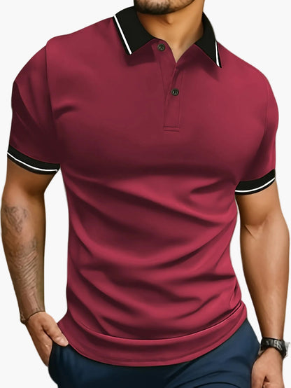 Herren Poloshirt Casual Modern mit Kontrastkragen und Knopfleiste – Stilvolles Freizeitshirt für Alltag und Sport