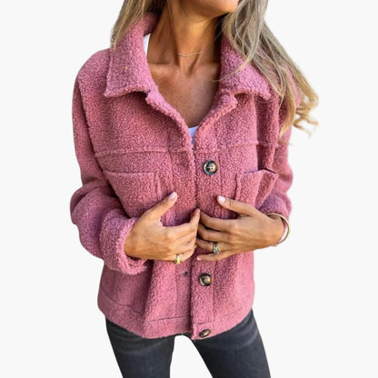 Damen Teddy-Fleecejacke – Modische Sherpa Übergangsjacke für Alltag und Freizeit