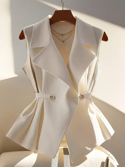 Damen Business Weste Elegant Modern mit Taillengürtel – Stilvolle ärmellose Blazerweste für Büro & Anlassmode