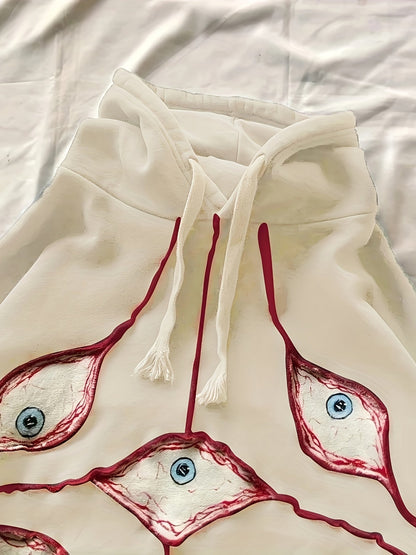 Unisex Hoodie mit Augen-Design, Oversize-Schnitt, verschiedene Farben