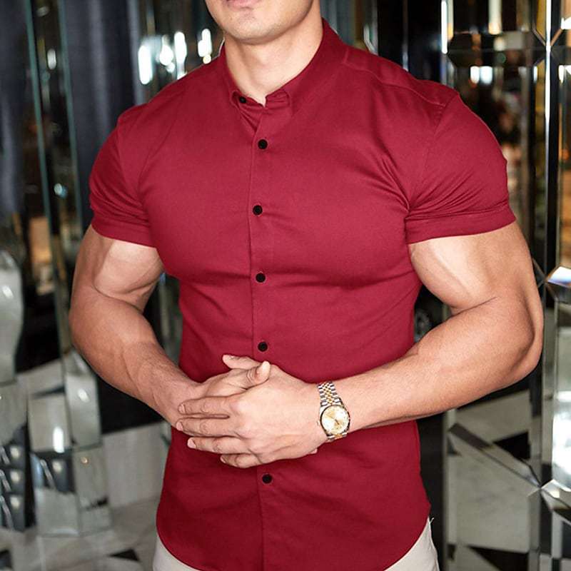 Herren Kurzarmhemd Slim Fit mit Stehkragen – Elegant für Büro & Freizeit