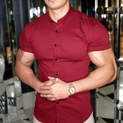 Herren Kurzarmhemd Slim Fit mit Stehkragen – Elegant für Büro & Freizeit