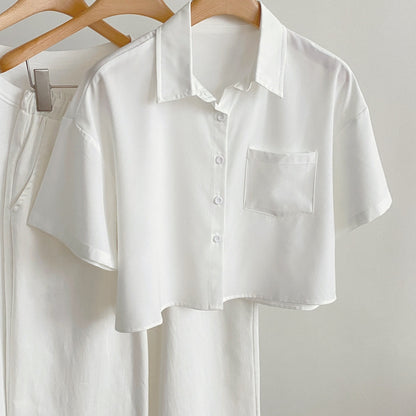 Damen Kurzarm Bluse im modernen Cropped-Look – Lässig & vielseitig kombinierbar