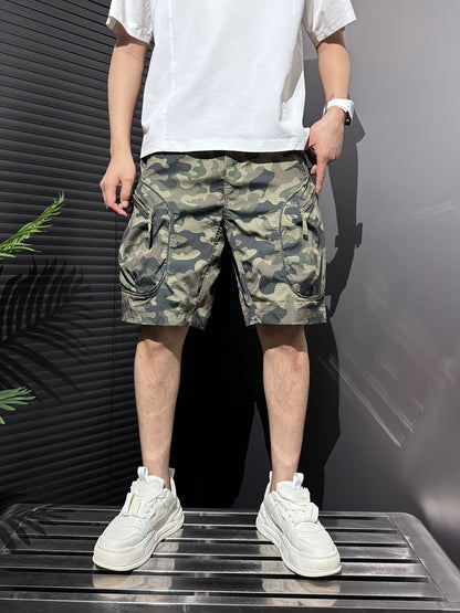 Herren Utility Cargo Shorts mit Reißverschlusstaschen – Urban Athleisure Style