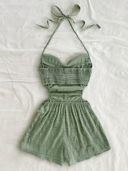 Damen Einteiler Jumpsuit mit Halterneck und Cut-Outs – Modischer Sommer-Overall für Urlaub & Freizeit