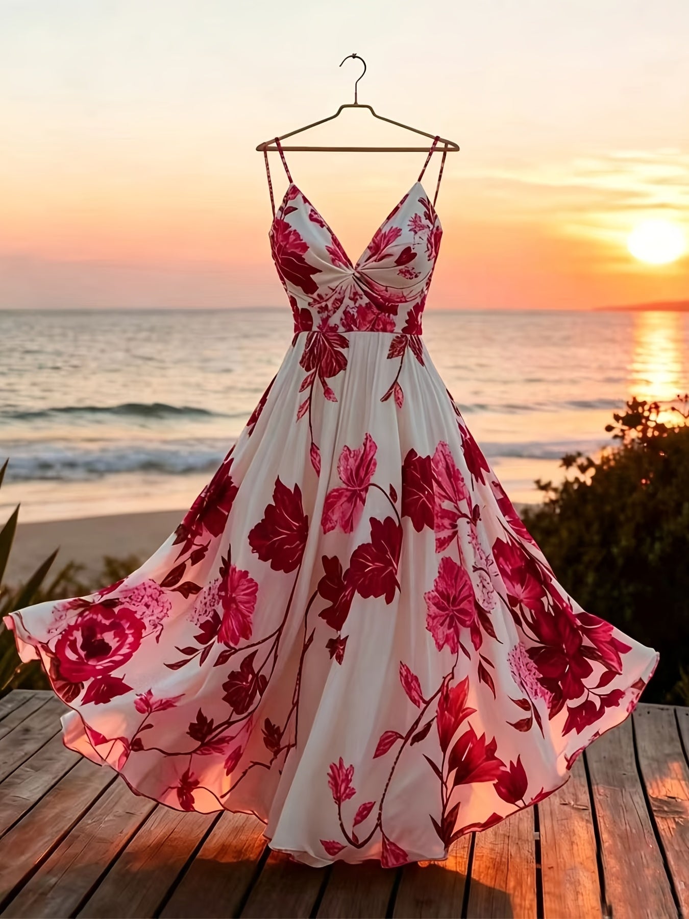 Damen Maxikleid mit romantischem Blumendruck und Eleganz für besondere Anlässe