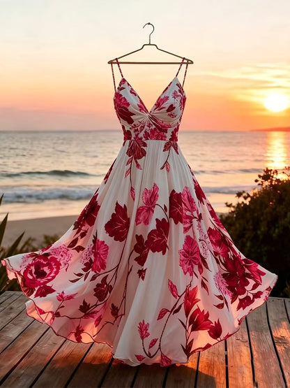 Damen Maxikleid mit romantischem Blumendruck und Eleganz für besondere Anlässe