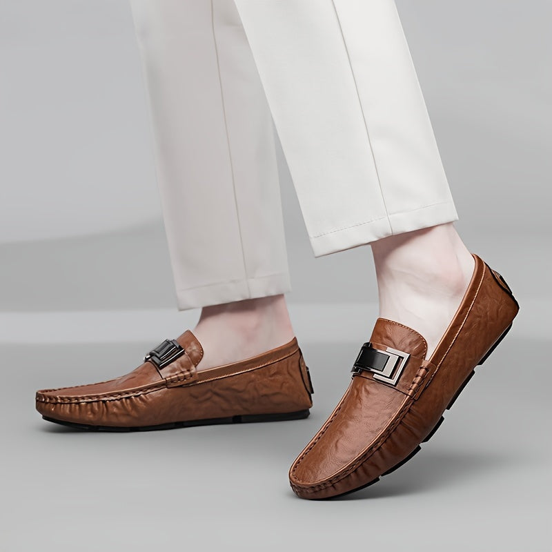 Herren Mokassins Slip-On Loafer mit Schnalle – Eleganter Freizeitschuh für Alltag und Freizeit