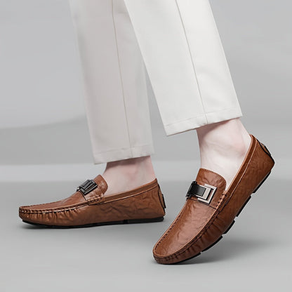 Herren Mokassins Slip-On Loafer mit Schnalle – Eleganter Freizeitschuh für Alltag und Freizeit