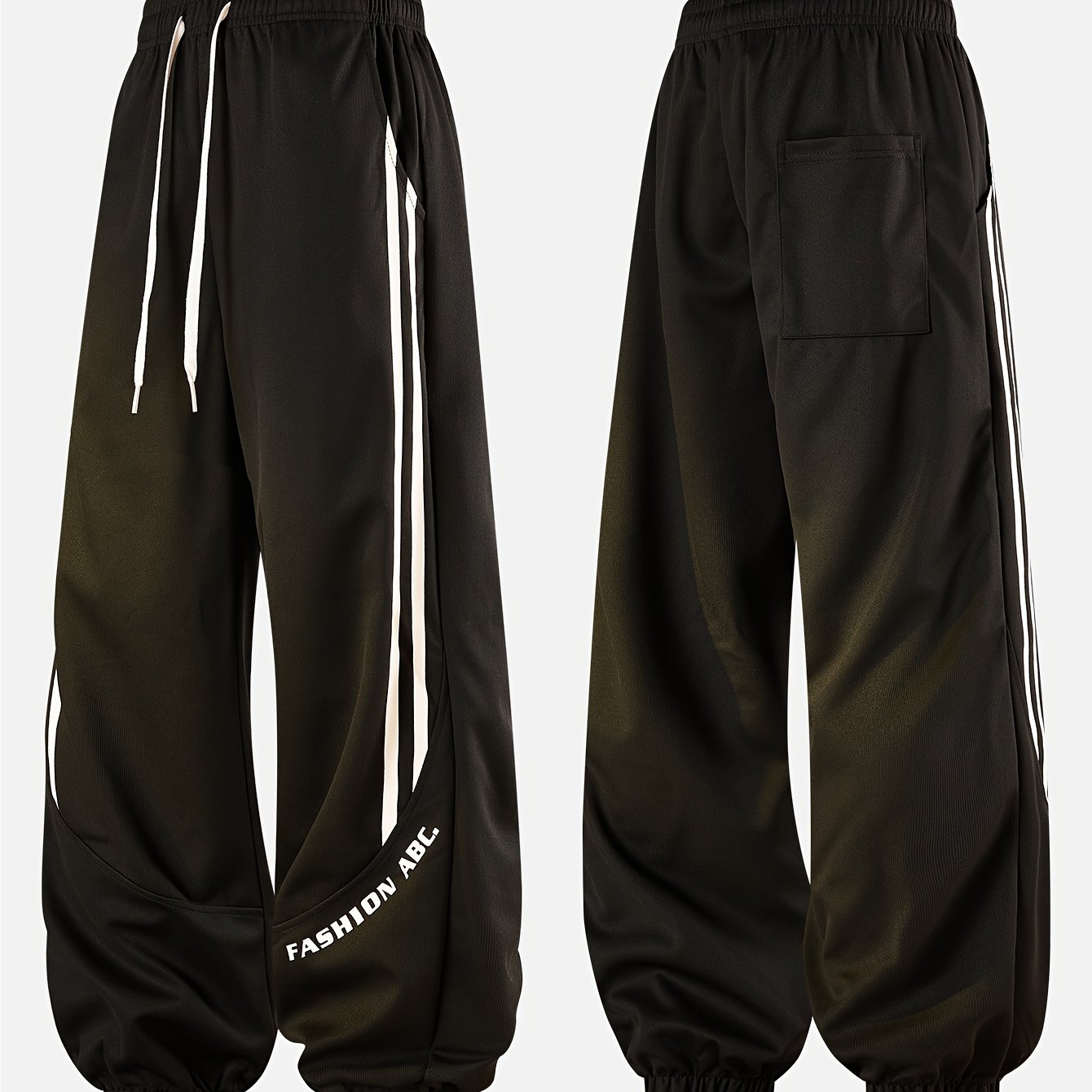 Herren Streetwear Jogginghose mit weitem Bein und Streifen – Urban Style Freizeit Trainingshose