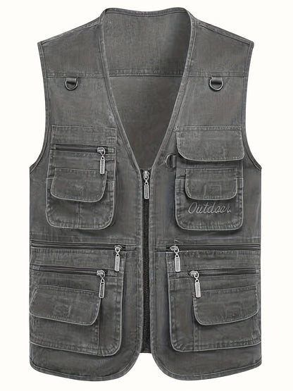Herren Outdoor Freizeit Weste mit vielen Taschen – Angler-, Reise- & Fotografie-Weste, Utility Style
