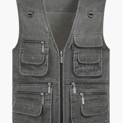 Herren Outdoor Freizeit Weste mit vielen Taschen – Angler-, Reise- & Fotografie-Weste, Utility Style