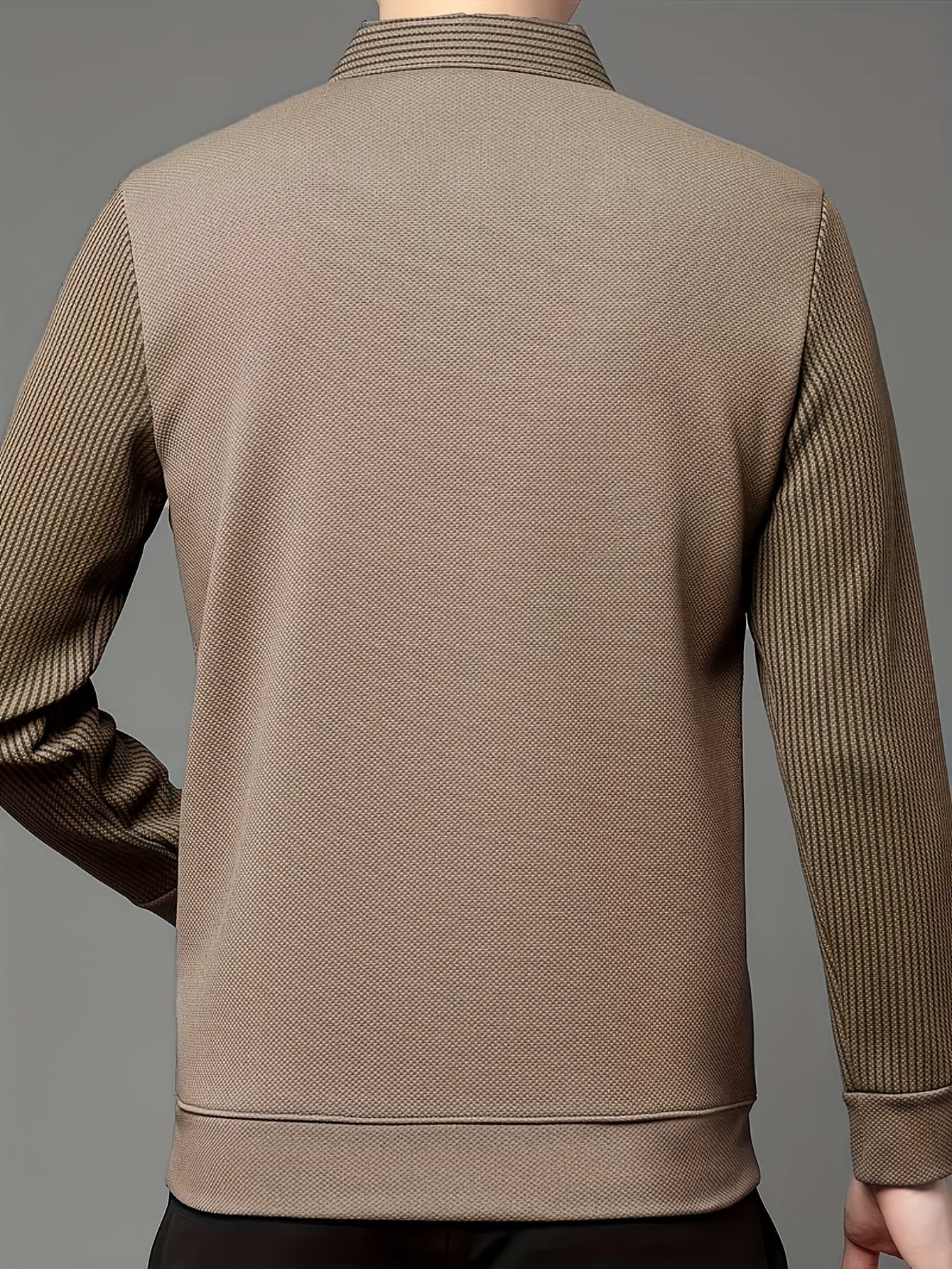 Herren Langarm Poloshirt gestreifter Kragen und Manschetten