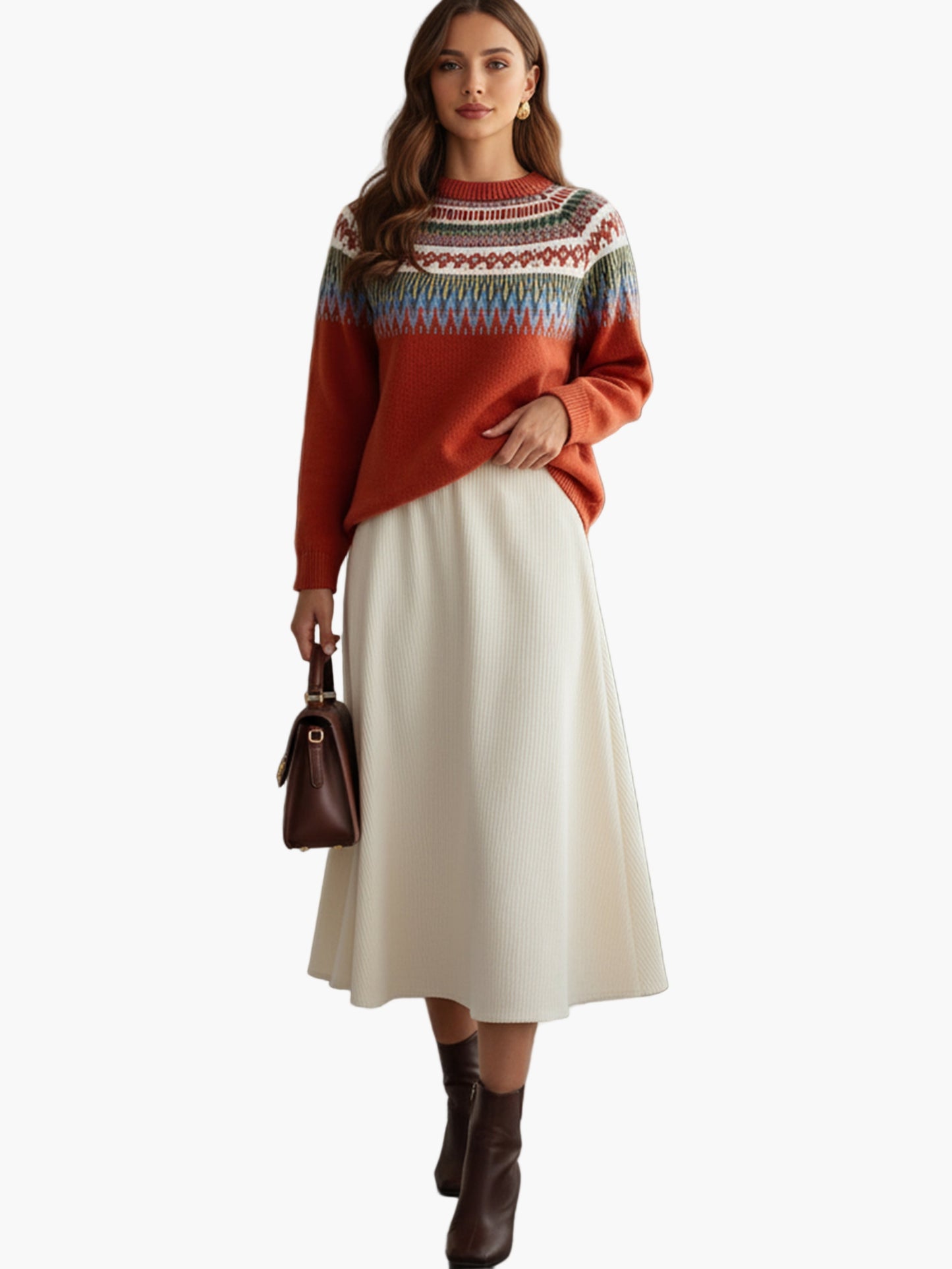 Damen Strickpullover im Norwegerstil für Herbst und Winter – Bequemer Freizeit-Look mit geometrischem Muster