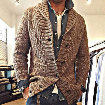 Herren Strickjacke Vintage Stil mit Reverskragen – Modische Strickjacke für Freizeit & Büro