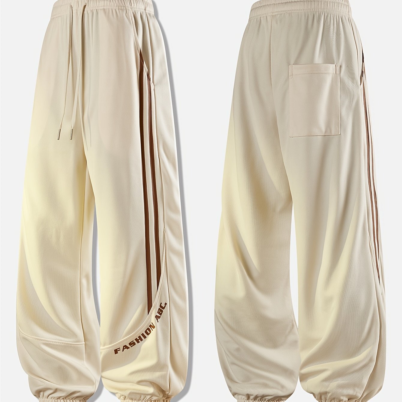 Herren Streetwear Jogginghose mit weitem Bein und Streifen – Urban Style Freizeit Trainingshose