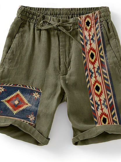 Herren Ethno-Shorts mit geometrischem Muster – Freizeit & Urlaub, moderner Look