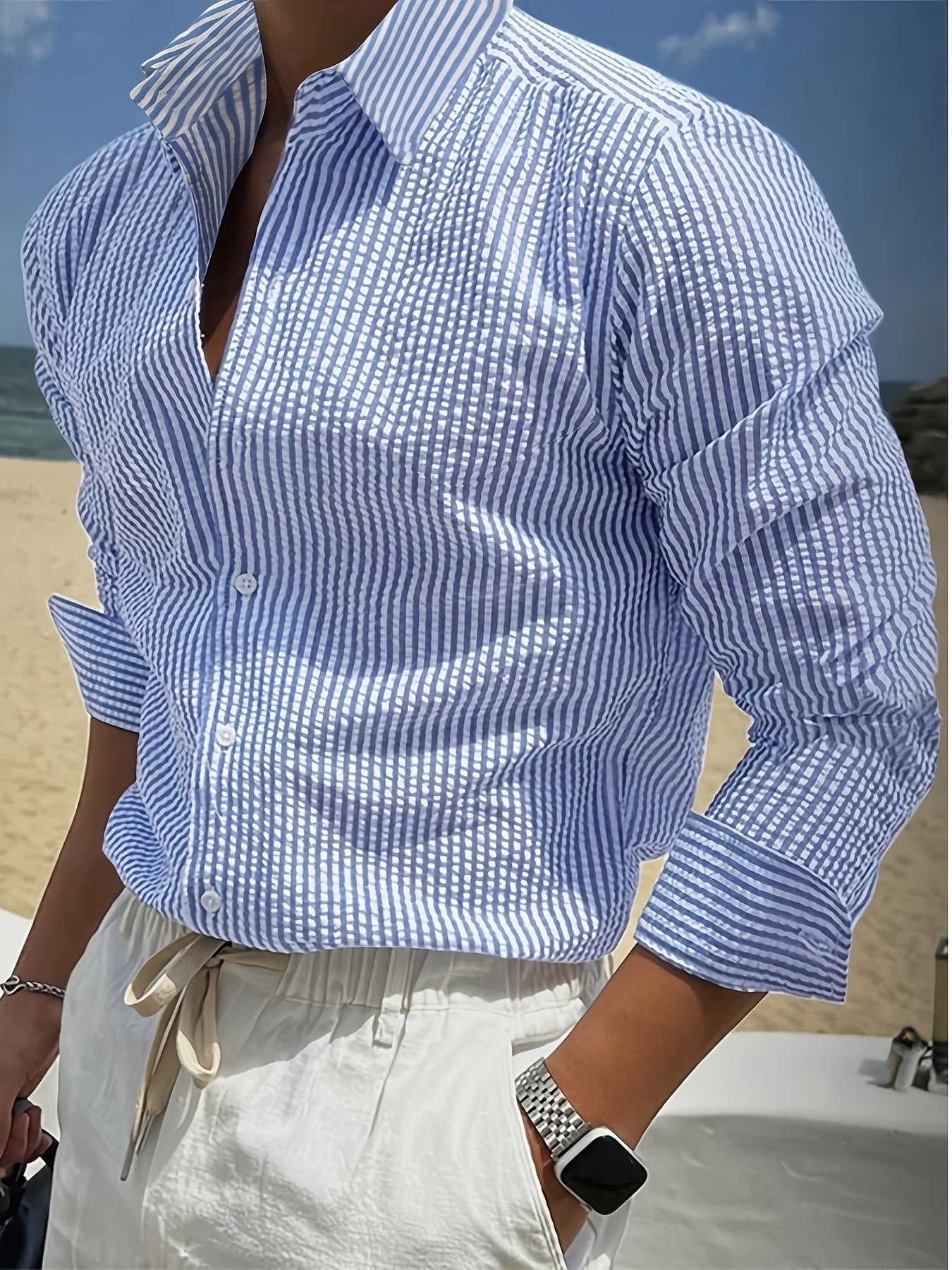 Herren Freizeithemd mit Streifenmuster – Eleganter Business- und Urlaubsstil